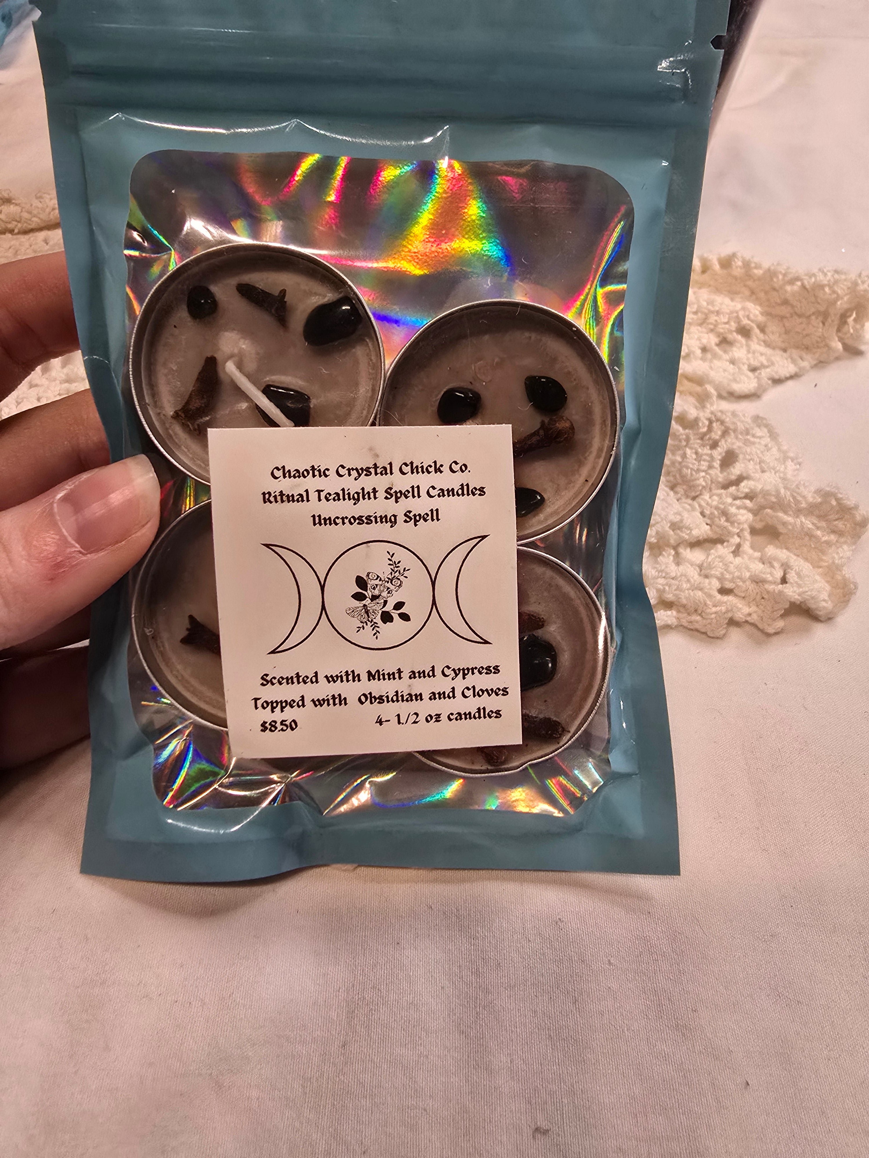 4 Pack Spelled Tealight Candles