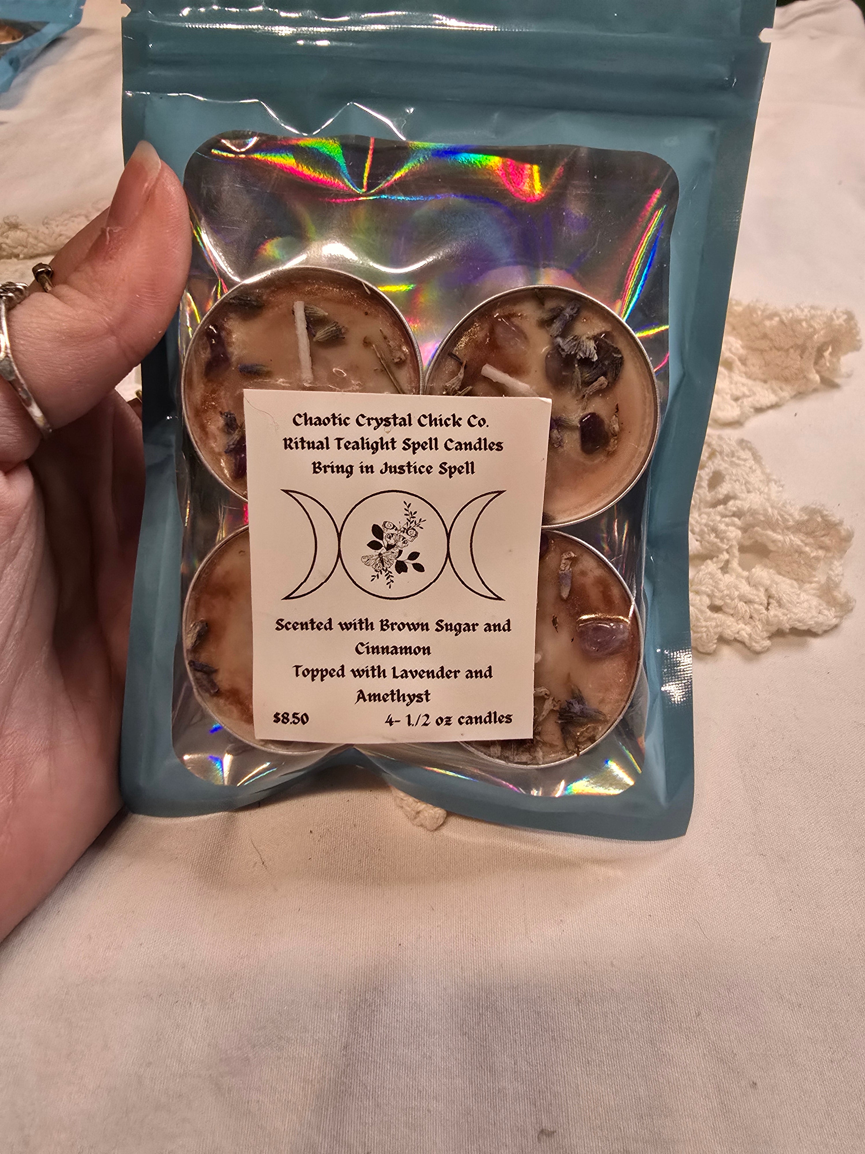 4 Pack Spelled Tealight Candles