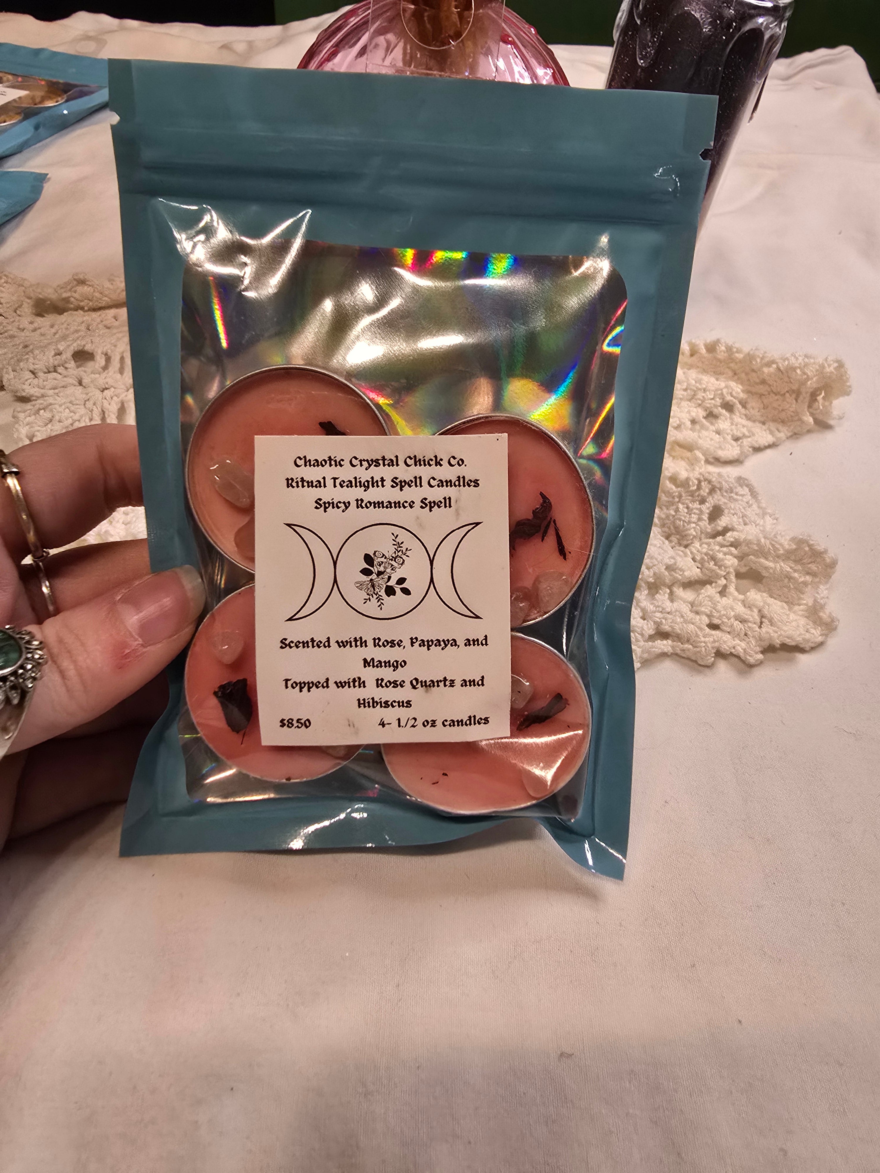 4 Pack Spelled Tealight Candles