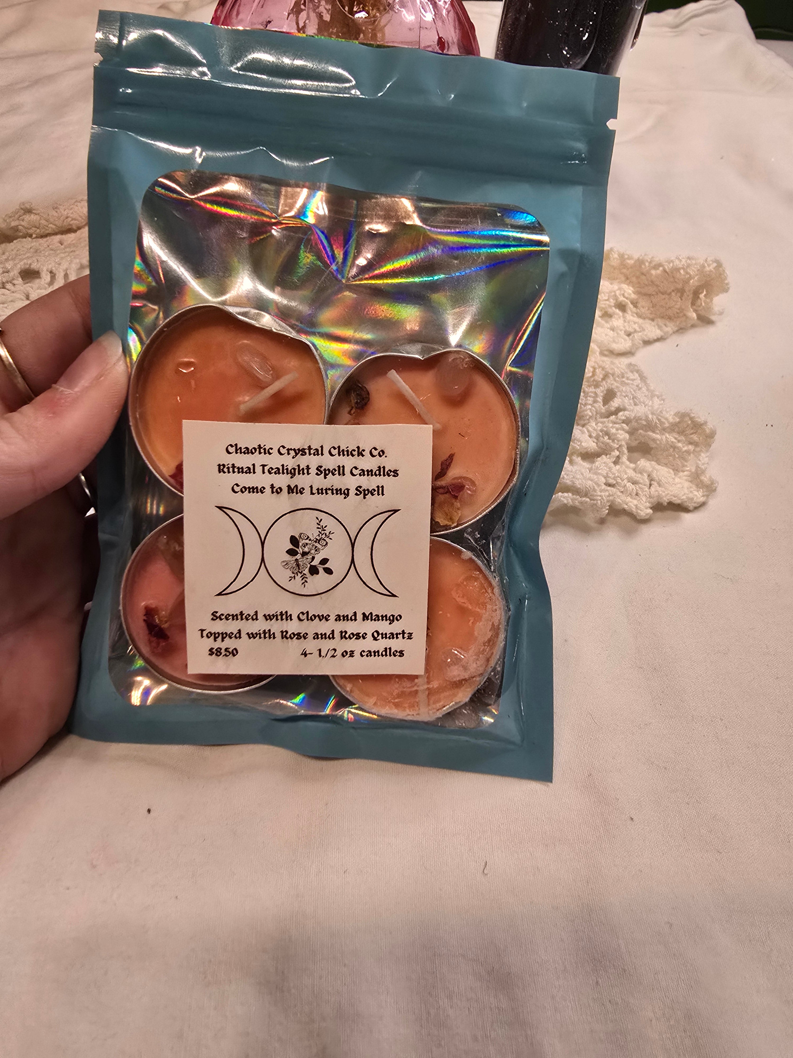 4 Pack Spelled Tealight Candles