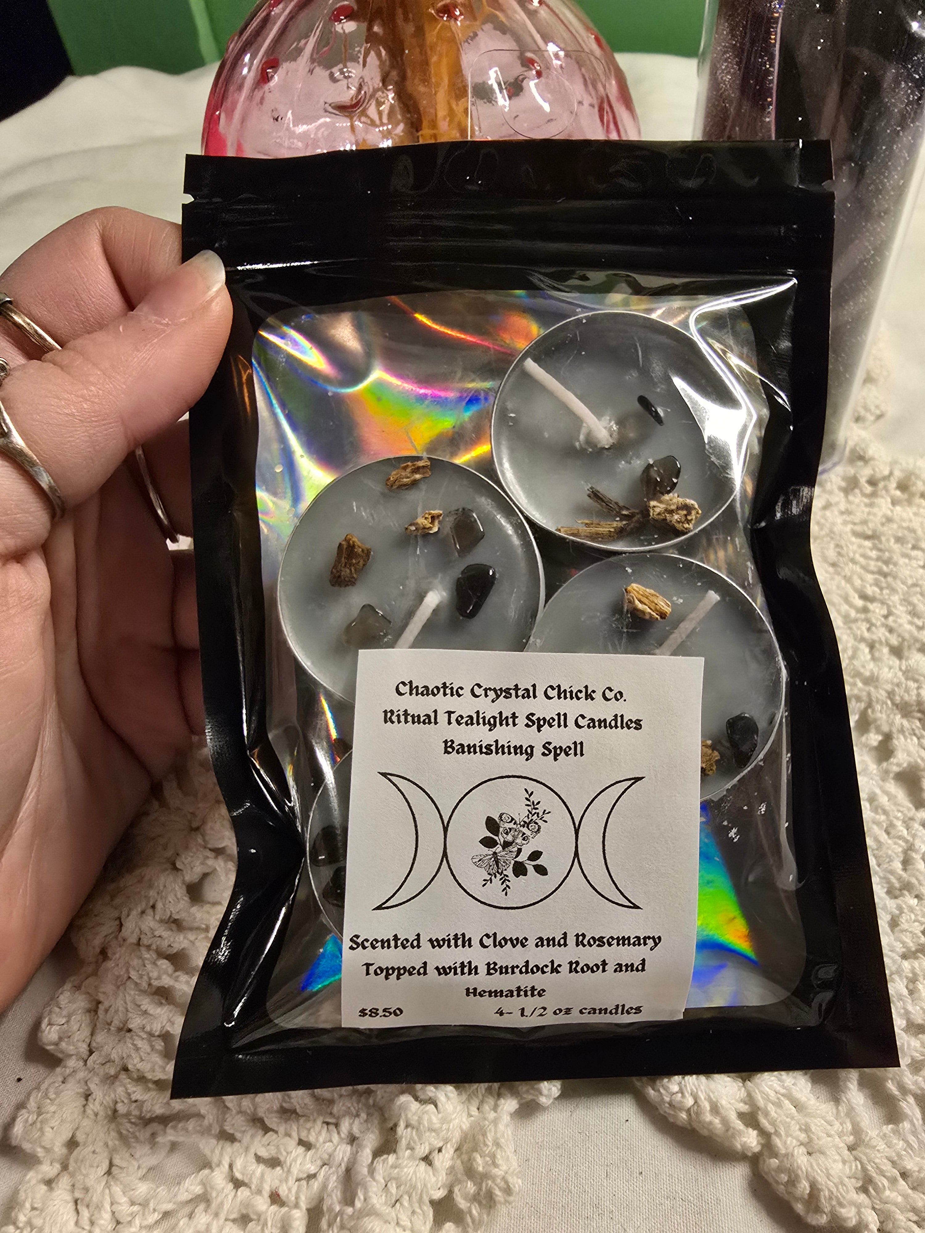 4 Pack Spelled Tealight Candles