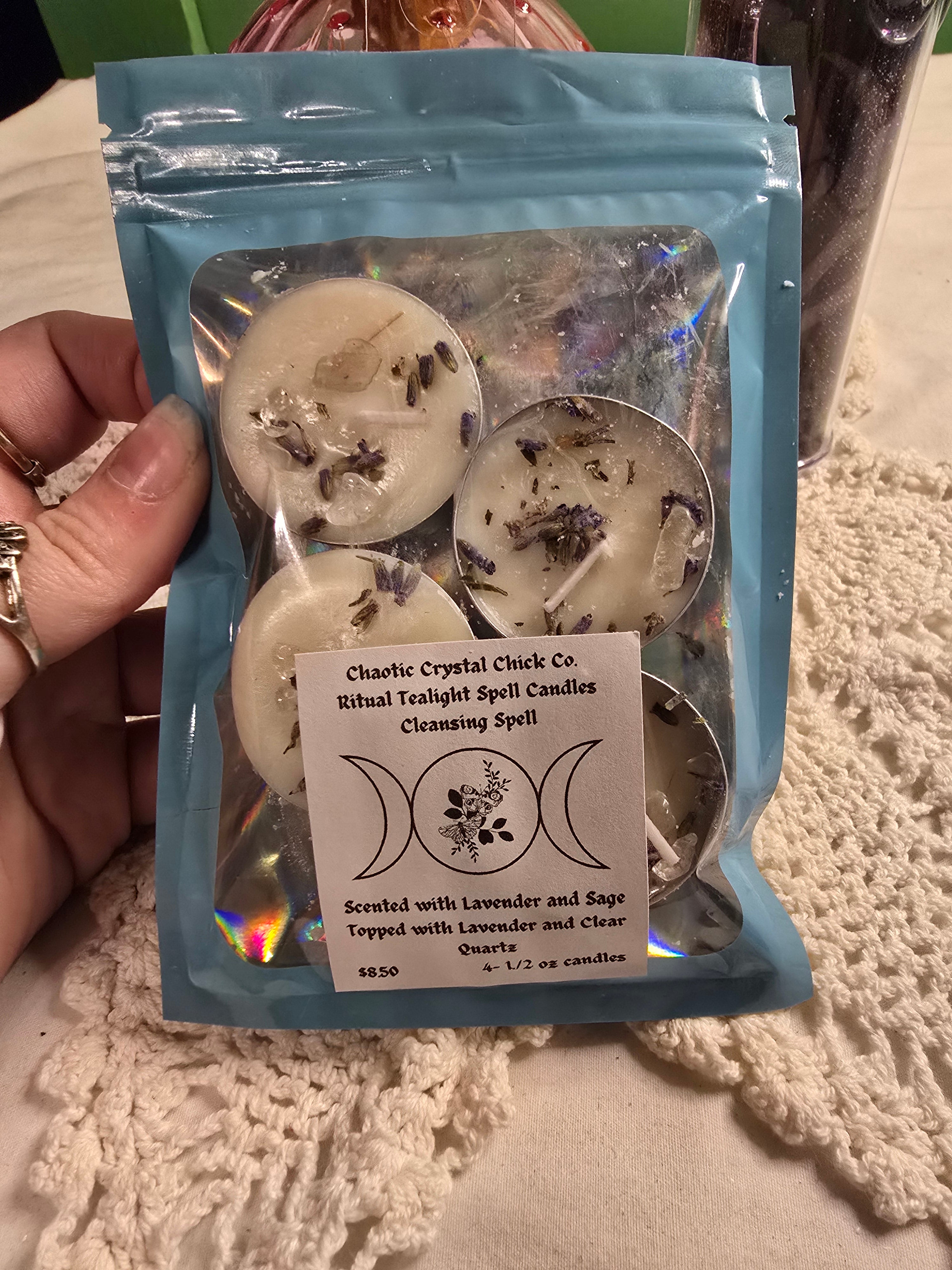 4 Pack Spelled Tealight Candles