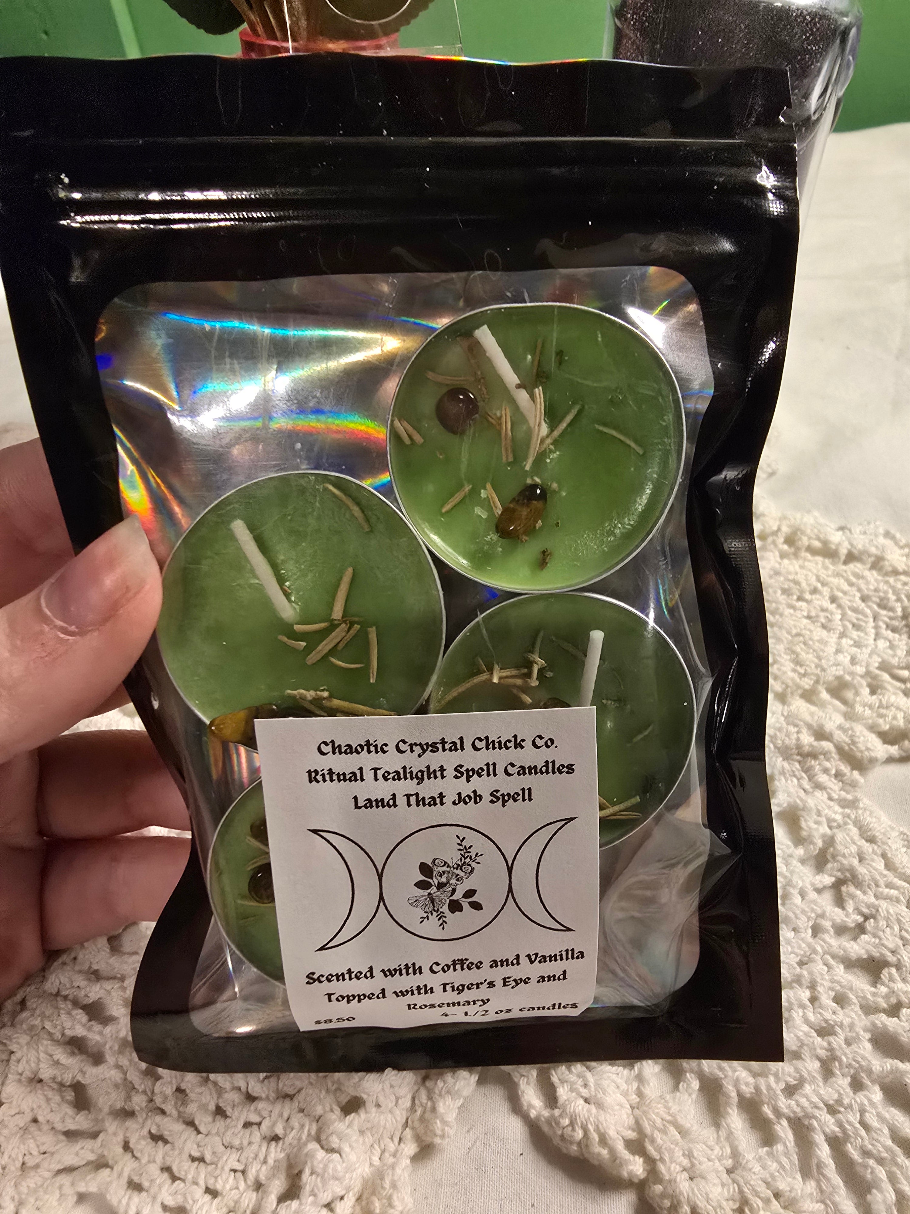 4 Pack Spelled Tealight Candles