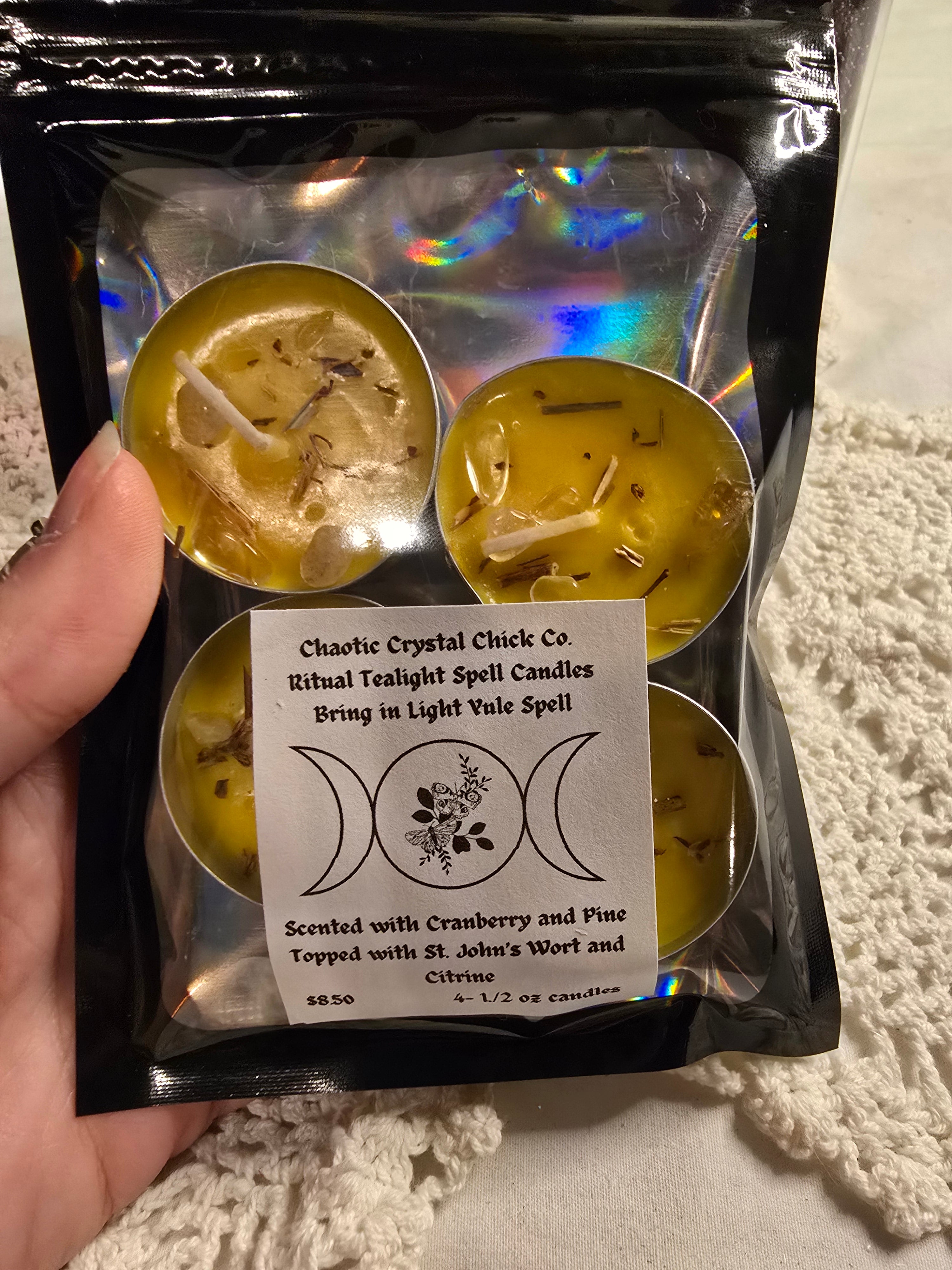 4 Pack Spelled Tealight Candles