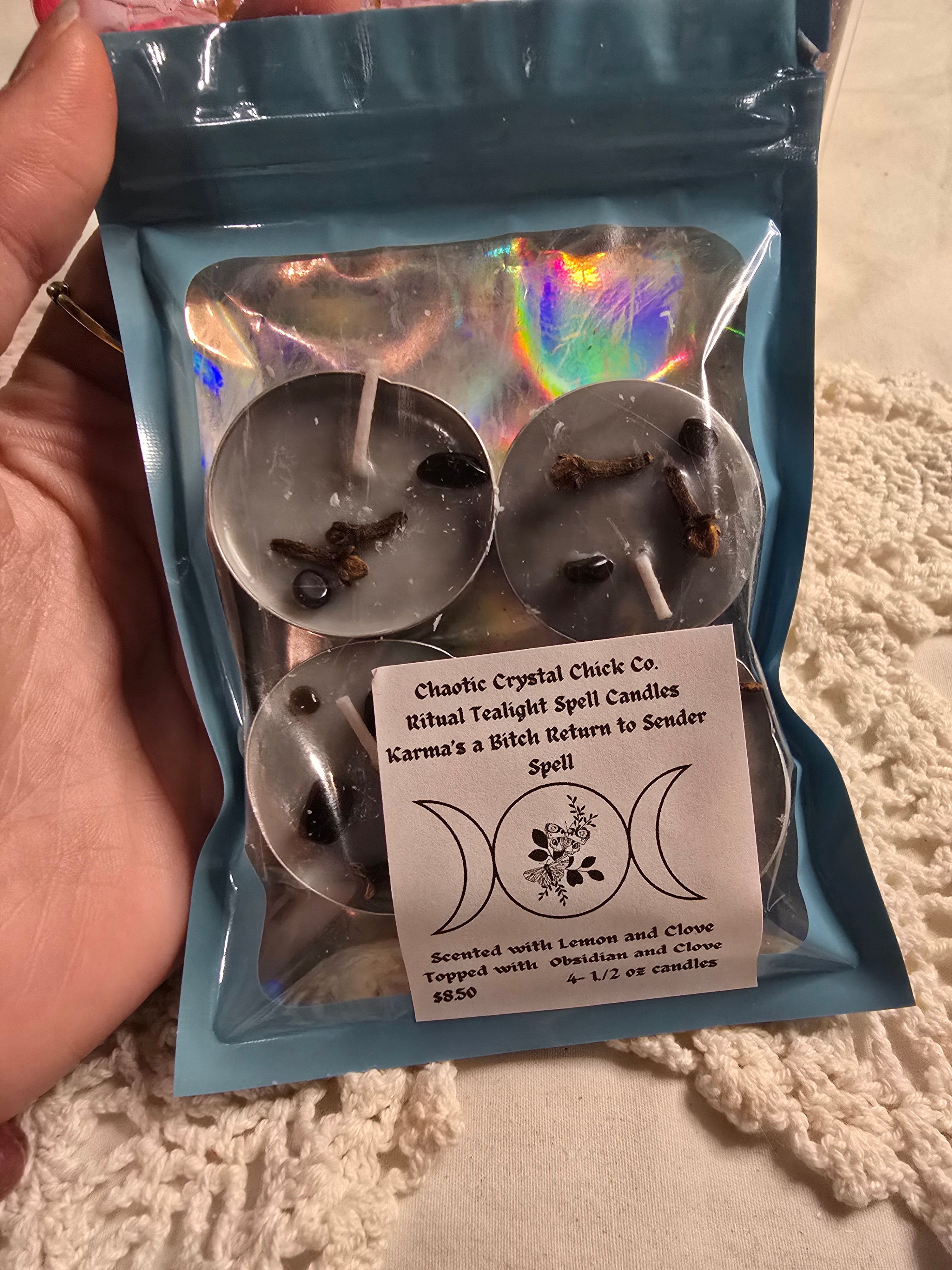 4 Pack Spelled Tealight Candles