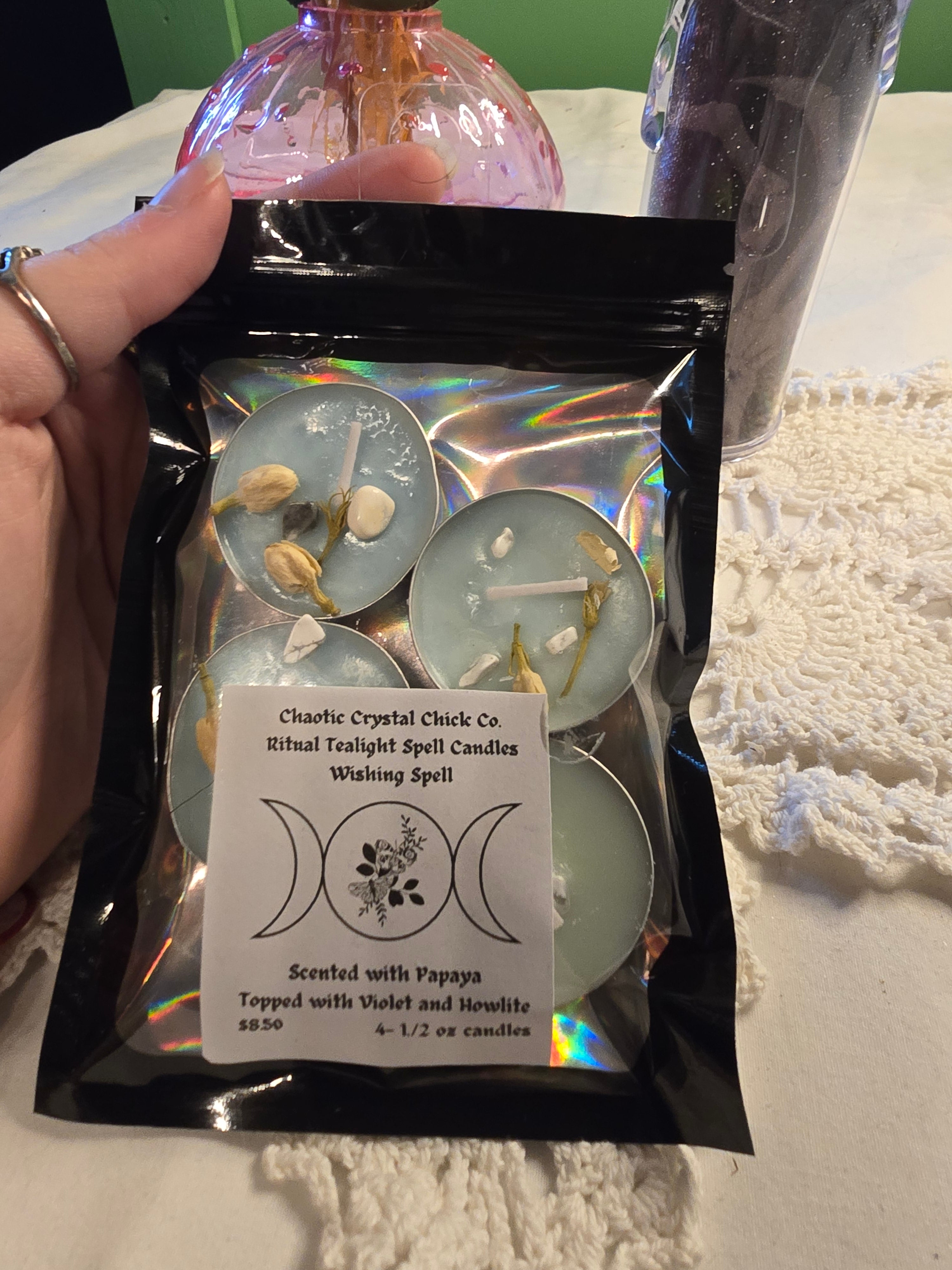 4 Pack Spelled Tealight Candles