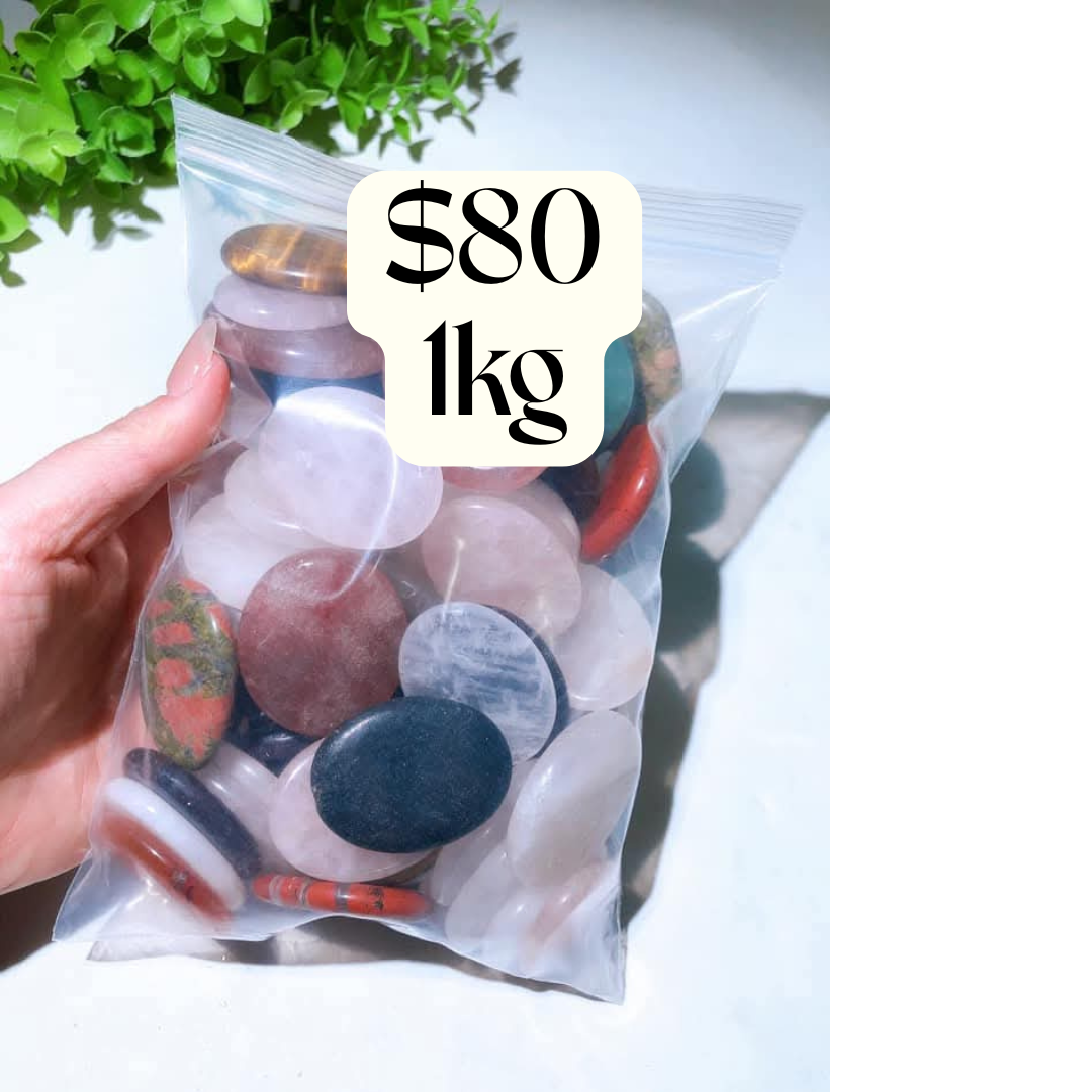 1kg Bulk Crystal Flat Worry Stones